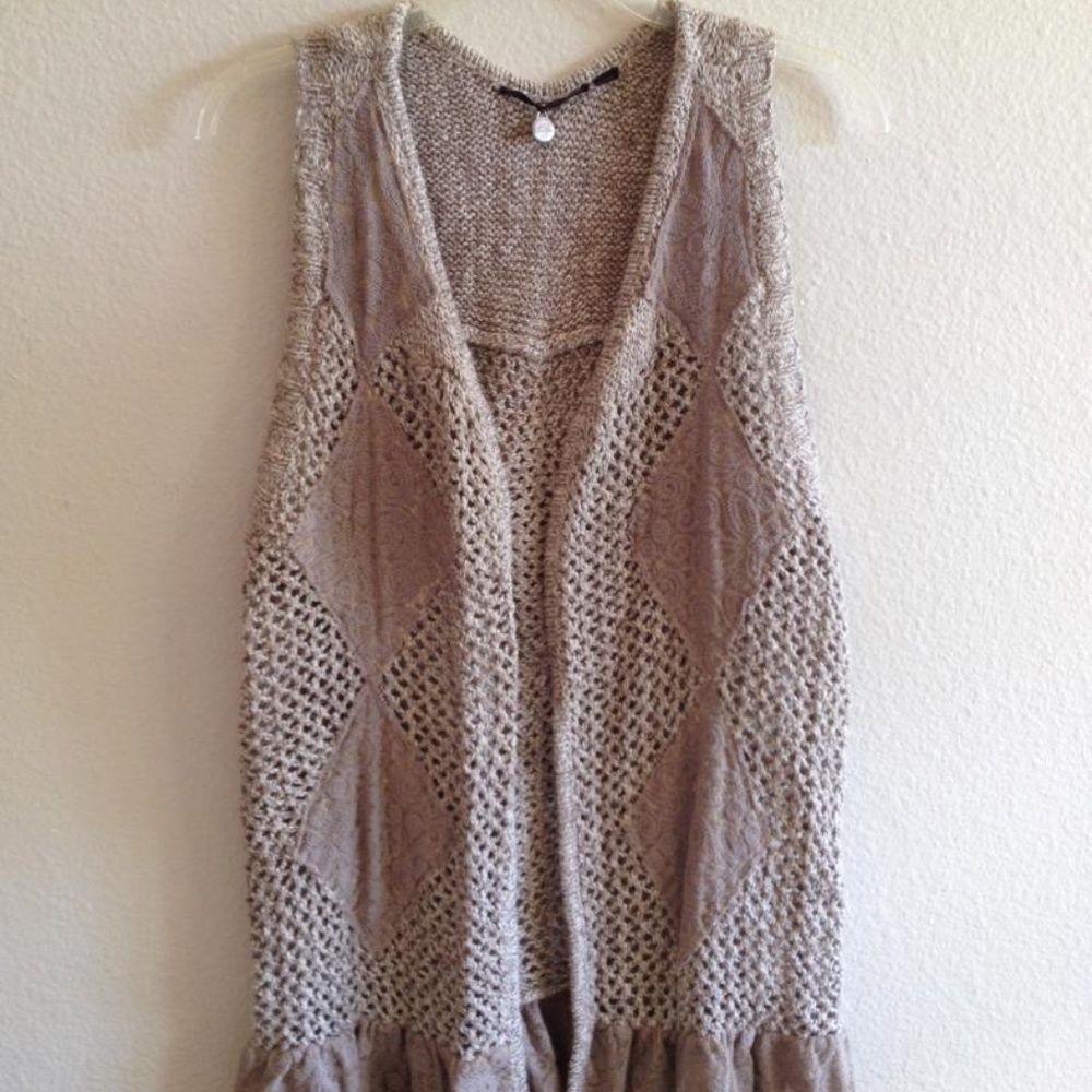 Knit long vest cardigan